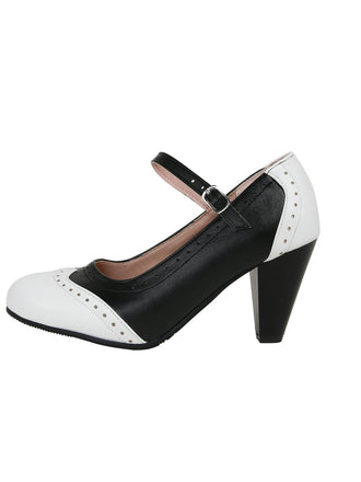 Vintage Farbblock Mary Jane Keilabsätze