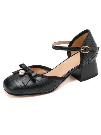 Retro Perle Bogen Mary Jane Absätze