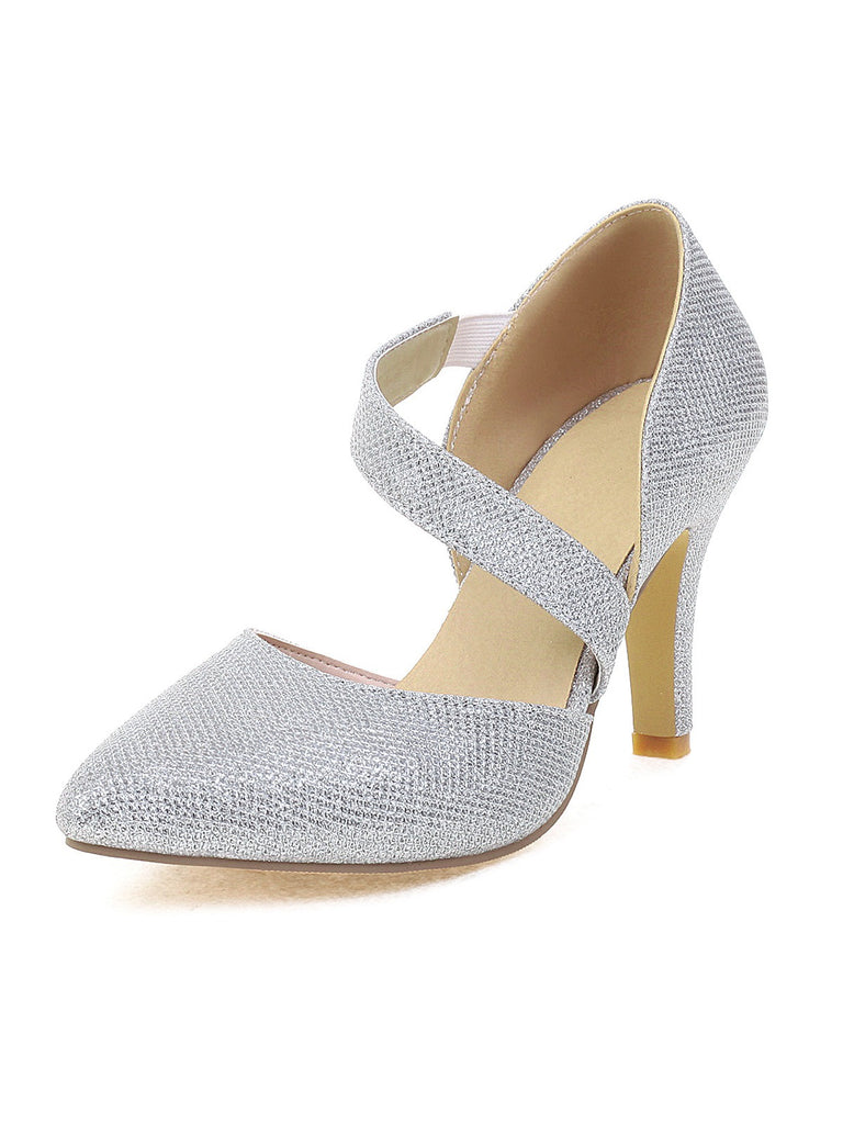 Spitz Zulaufende Funkeln Schräg Träger High Heels