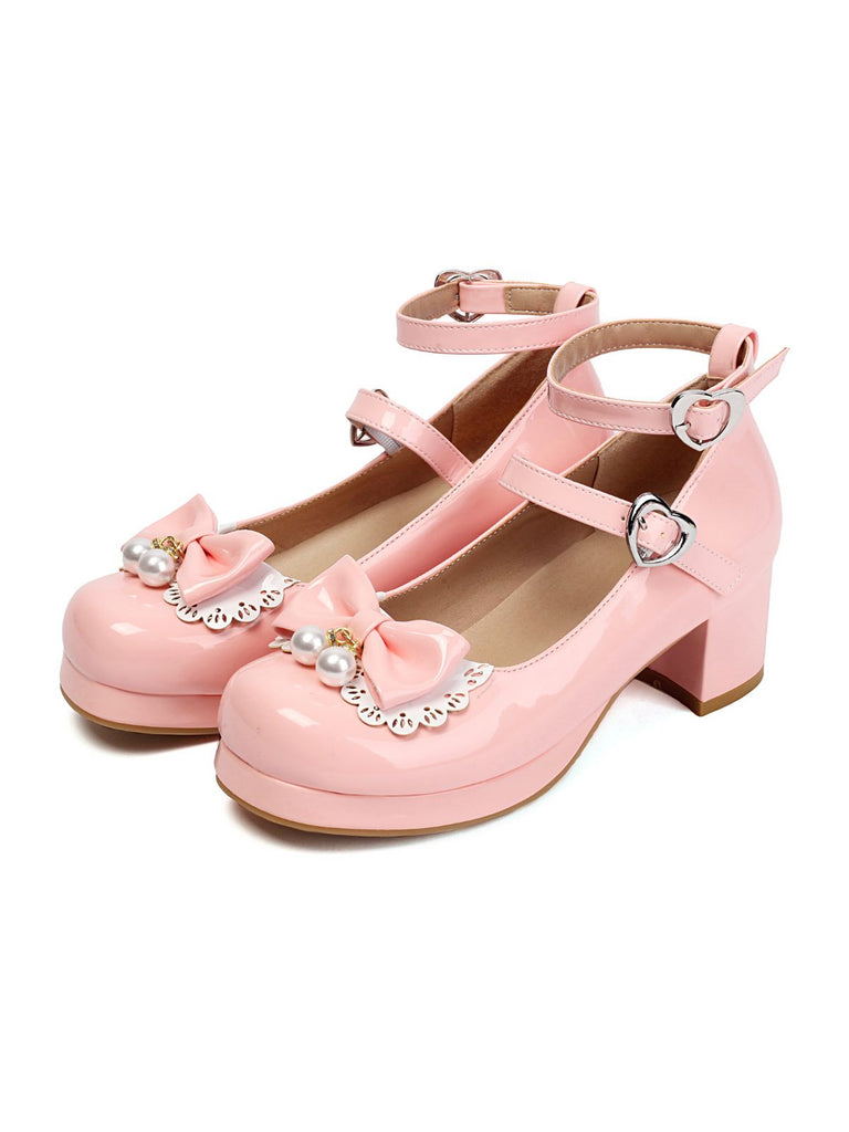 Herz Perle Bogen Mary Jane Heels