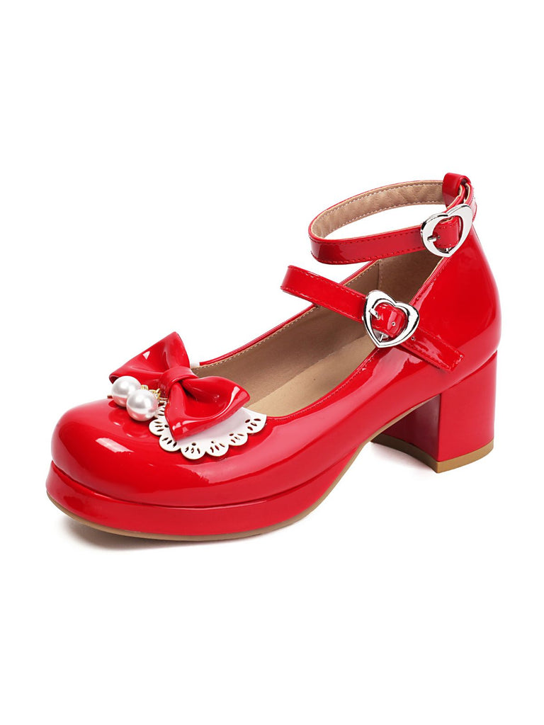Herz Perle Bogen Mary Jane Heels