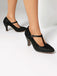 Vintage Spitze Patchwork T-Strap Schnalle High Heels