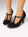 Vintage Spitze Patchwork T-Strap Schnalle High Heels