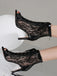 Netz Patchwork Peep Toe Hoher Absatz Sandalen