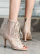 Netz Patchwork Peep Toe Hoher Absatz Sandalen