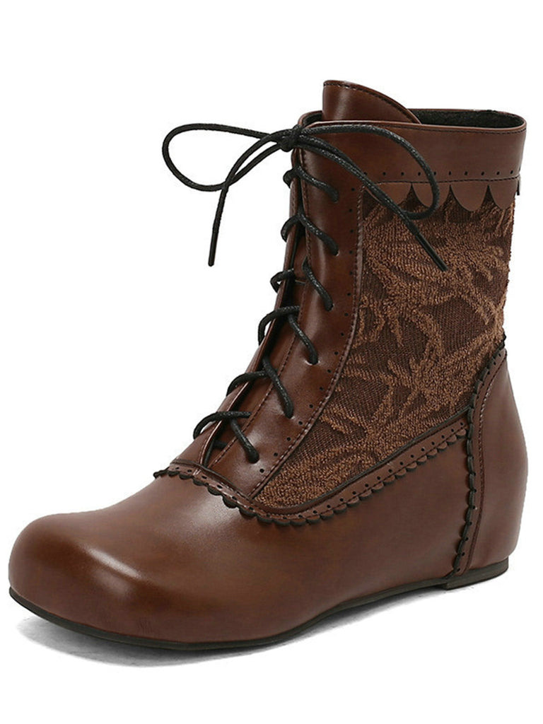Vintage Stickerei Schnürung Innere Ferse Stiefel
