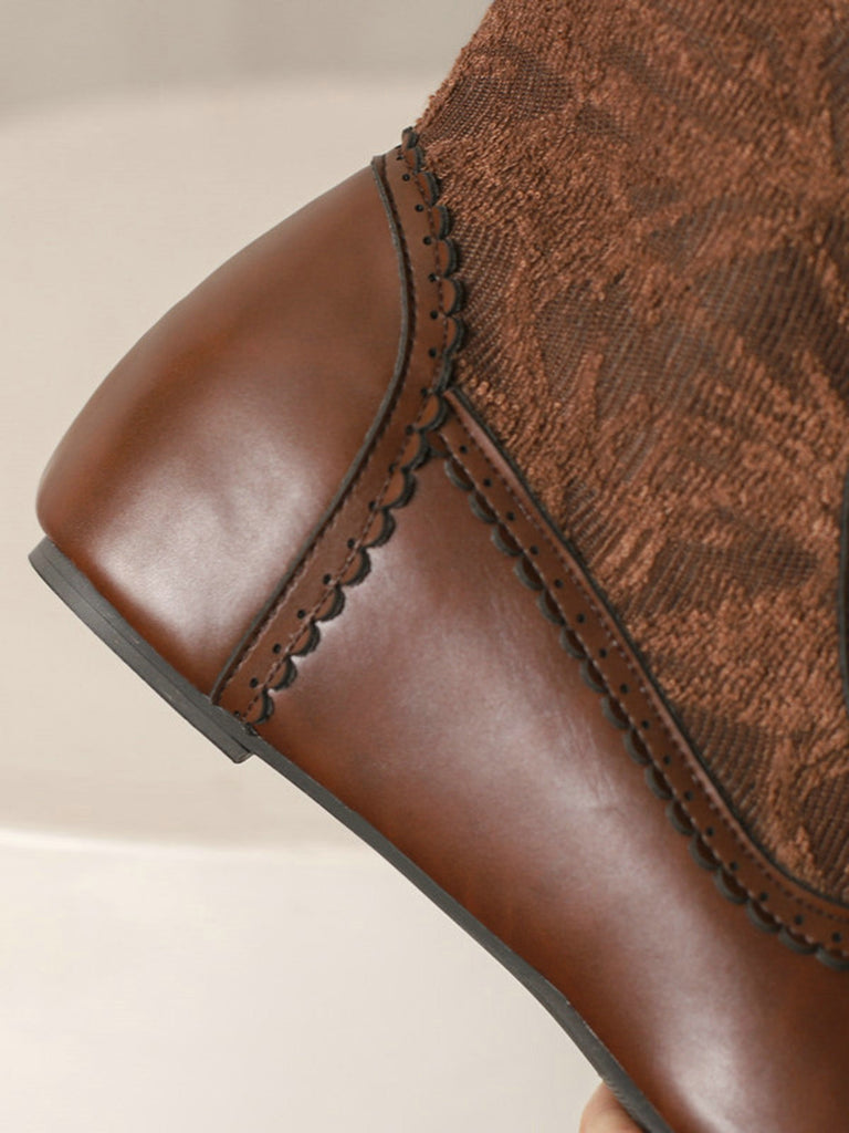 Vintage Stickerei Schnürung Innere Ferse Stiefel