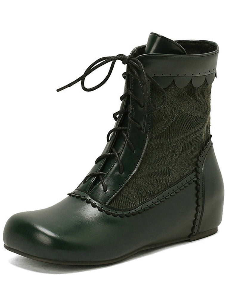 Vintage Stickerei Schnürung Innere Ferse Stiefel