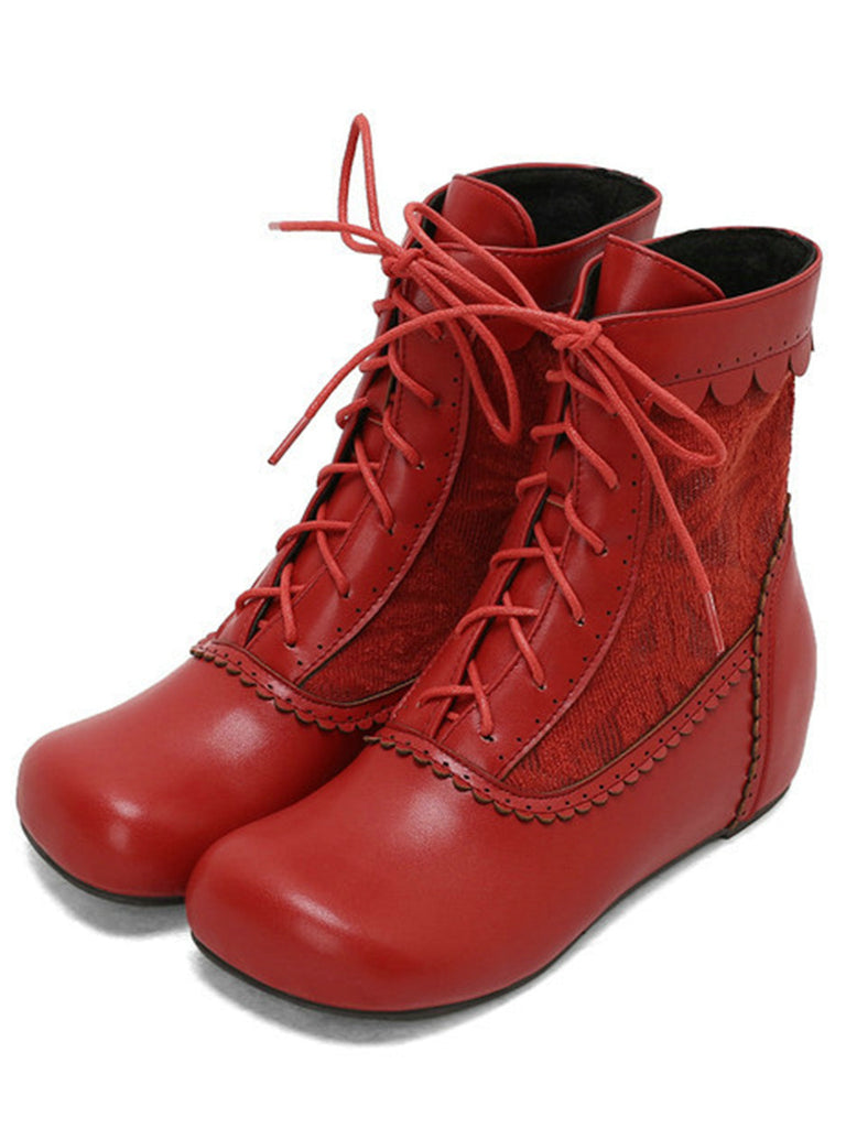 Vintage Stickerei Schnürung Innere Ferse Stiefel