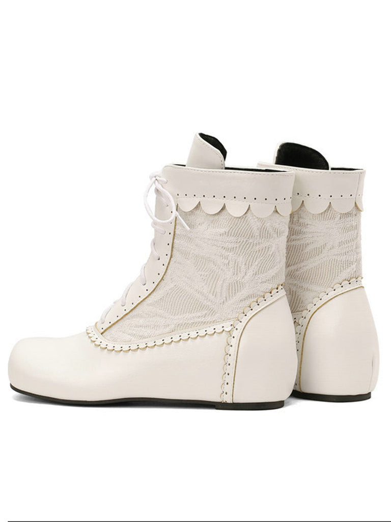 Vintage Stickerei Schnürung Innere Ferse Stiefel