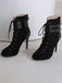 Metallisch Offene Spitze Stiletto Kordelzug Halbhohe Stiefel