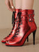 Metallisch Offene Spitze Stiletto Kordelzug Halbhohe Stiefel
