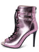 Metallisch Offene Spitze Stiletto Kordelzug Halbhohe Stiefel