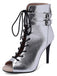 Metallisch Offene Spitze Stiletto Kordelzug Halbhohe Stiefel