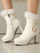 Vintage Kunstpelz Schnalle High Heel Stiefel