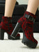 Vintage Spitze Klobiger Absatz Plattform Knöchel Stiefel