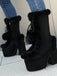 Vintage Kunstpelz Runden Zehe Hoher Absatz Stiefel