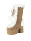 Vintage Kunstpelz Runden Zehe Hoher Absatz Stiefel