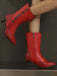Vintage Leder Wildleder Taste Halbhoher Wade Stiefel
