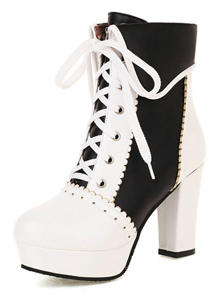 Vintage Leder Schnürung Farbblock Martin Stiefel