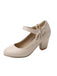 Retro Rundspitze Solide Bogen Blockabsatz Schuhe