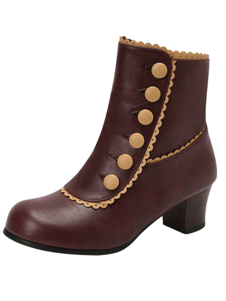 Vintage Kunstfellfutter Chunky Ferse Kurze Stiefel