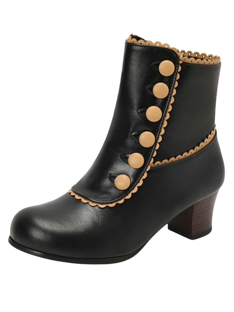 Vintage Kunstfellfutter Chunky Ferse Kurze Stiefel