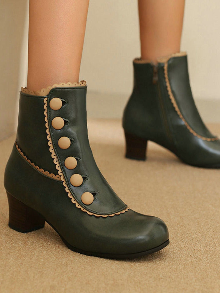 Vintage Kunstfellfutter Chunky Ferse Kurze Stiefel