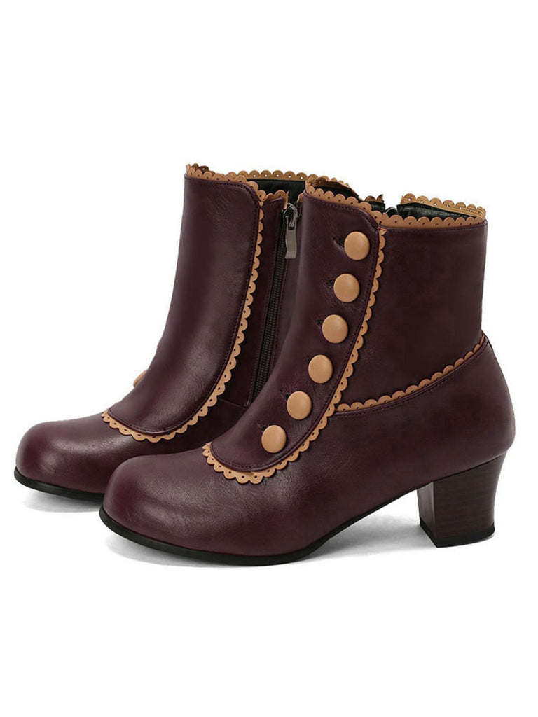 Vintage Kunstfellfutter Chunky Ferse Kurze Stiefel