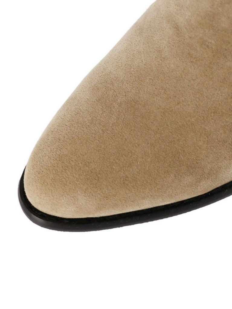 Retro Solide Spitze Zehen Kunstwildleder Knöchel Stiefel