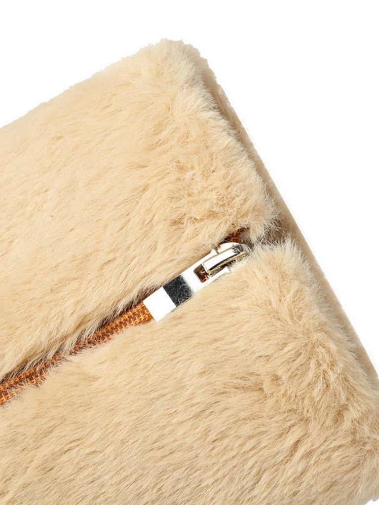 Vintage Kontrastiert Wildleder Plüsch Klobig Stiefel