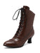 Retro Leder Hohem Absatz Stiefel