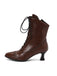 Retro Leder Hohem Absatz Stiefel