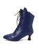 Retro Leder Hohem Absatz Stiefel