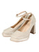 Retro Satin Blockabsatz Mary Jane Schuhe