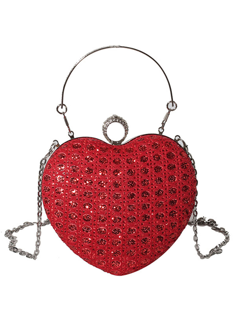 Herz Strass Kette Abend Handtasche