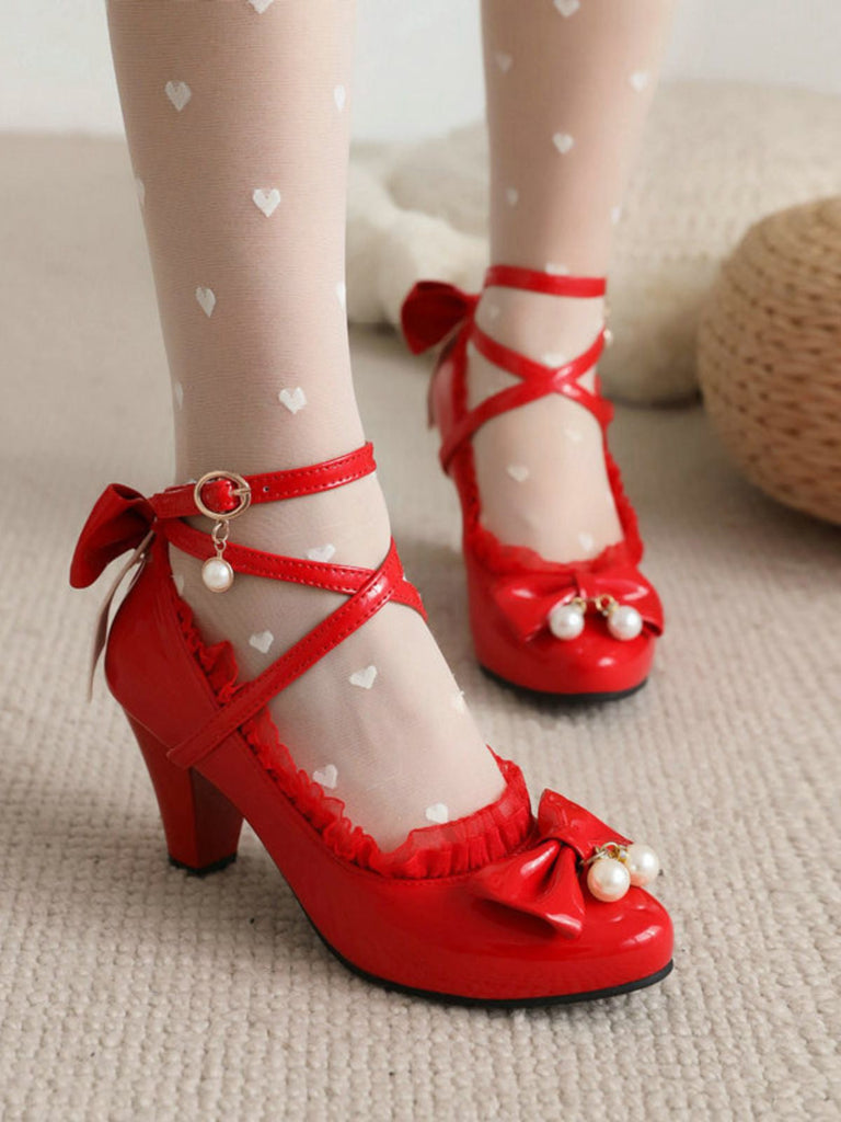 Lackleder Bogen Lolita High Heels