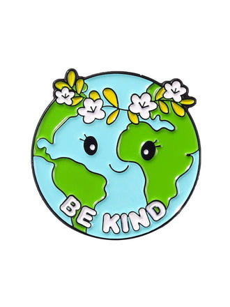 Karikatur Tag der Erde Briefe Runde Brosche