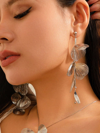 Vintage Legierung Ginkgo Blatt Ohrringe