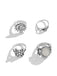 Silber Vintage Hippie Schmetterling Blumen Ring Set