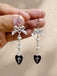 Vintage Gothic Kreuzen Herz Bogen Baumeln Ohrringe