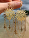 Gold Vintage Sonne Gesicht Kette Tarot Ohrringe