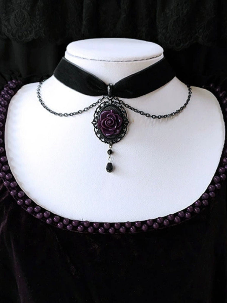 Vintage Dunkle Rose Viktorianisch Gothic Halskette