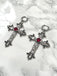 Vintage Halloween Gothic Kreuzen 3D Blume Gemstone Ohrringe