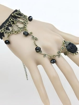 Vintage Gothic Rose Rebe Spitze Kristall Ring Armband