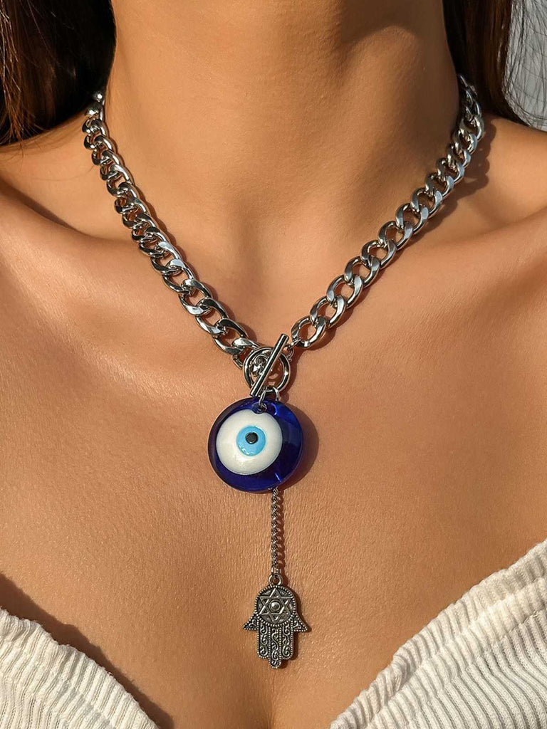 Gothic Dämon Auge Palme Anhänger Halskette
