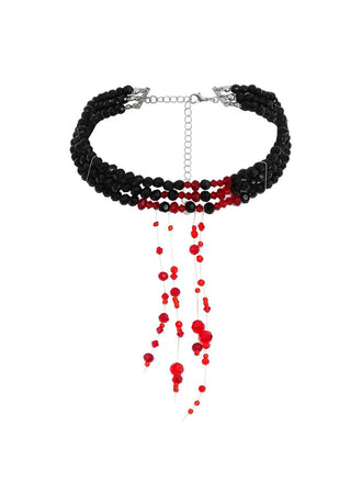Gothic Mehrschichtig Beaded Blutstropfen Anhänger Halskette