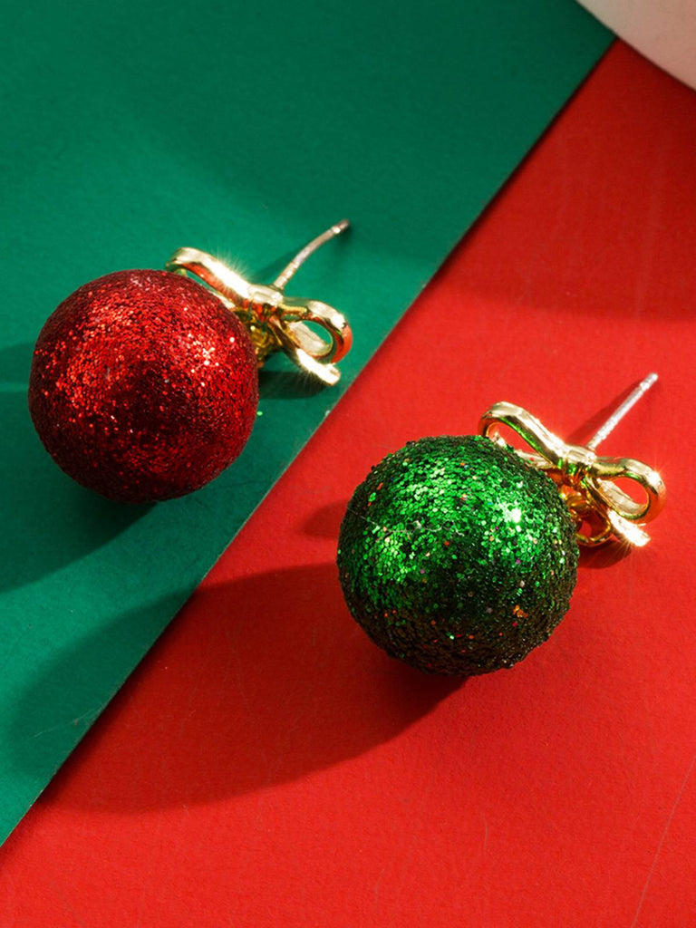 Weihnachten Ball Bogen Pailletten Stud Ohrringe
