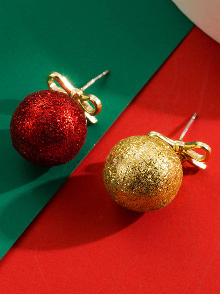 Weihnachten Ball Bogen Pailletten Stud Ohrringe
