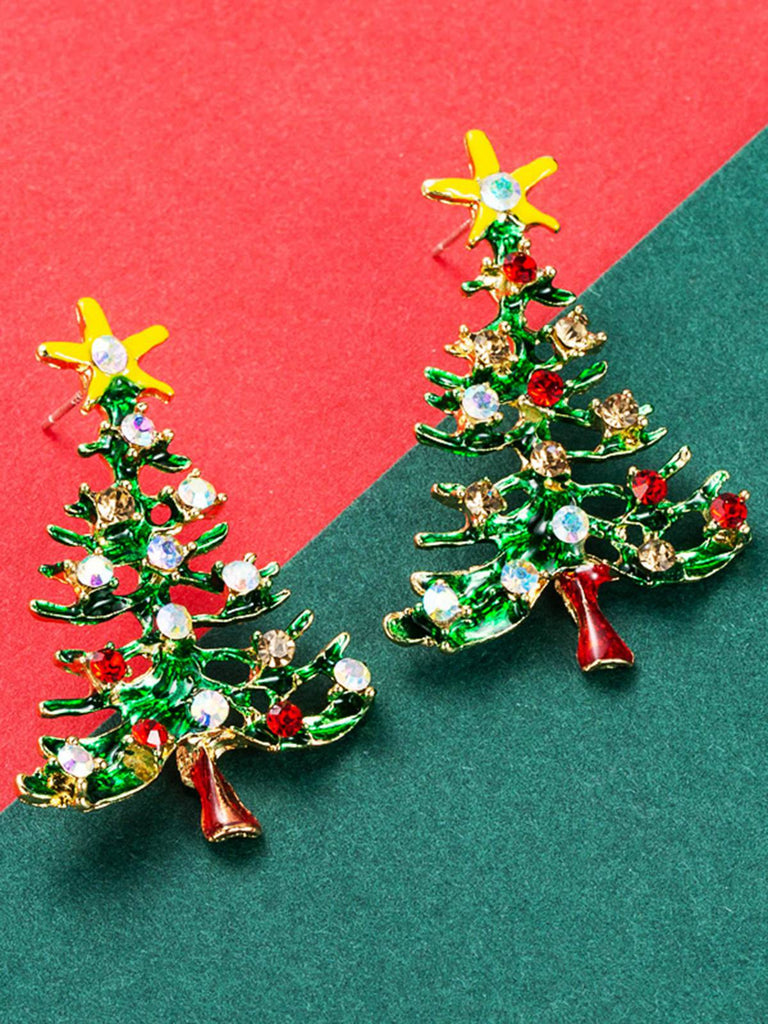 Weihnachten Baum Strassstein Ohrringe